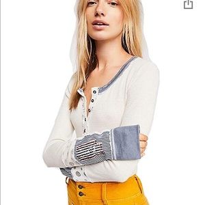 Free People Ivory Long Sleeve Top